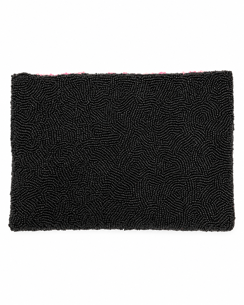 Black beaded clutch bag on a white background