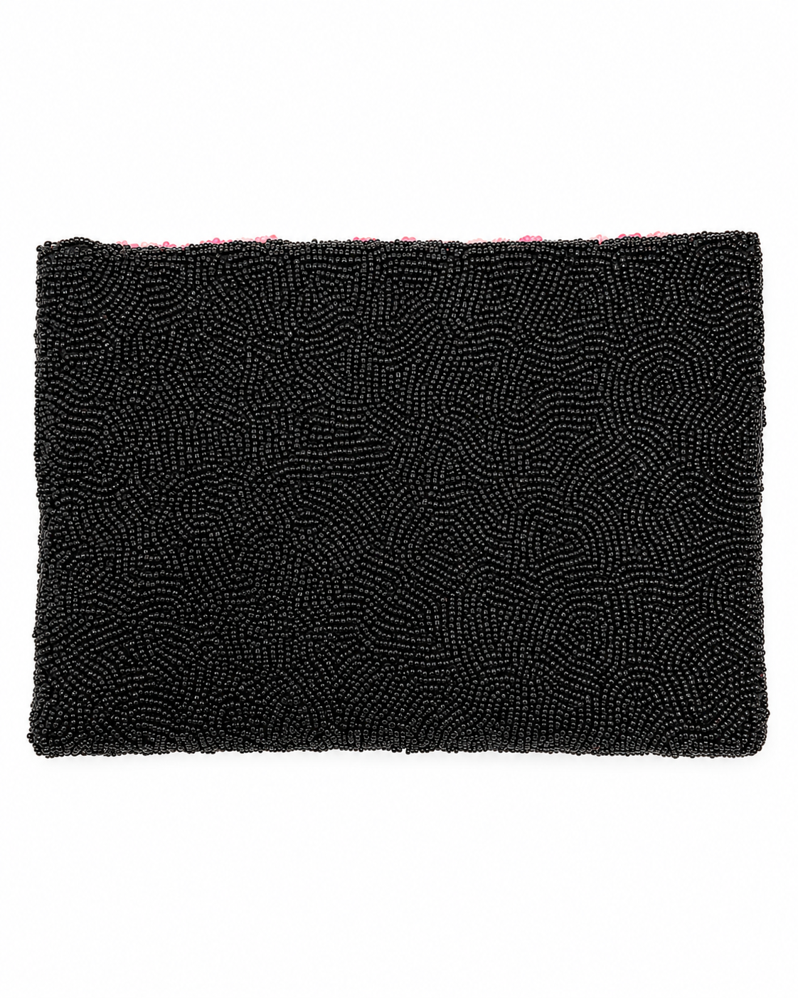 Black beaded clutch bag on a white background