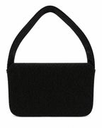 Black handbag with New York city skyline design on a white background (beaded & handmade) 