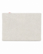 White beaded clutch bag on a white background