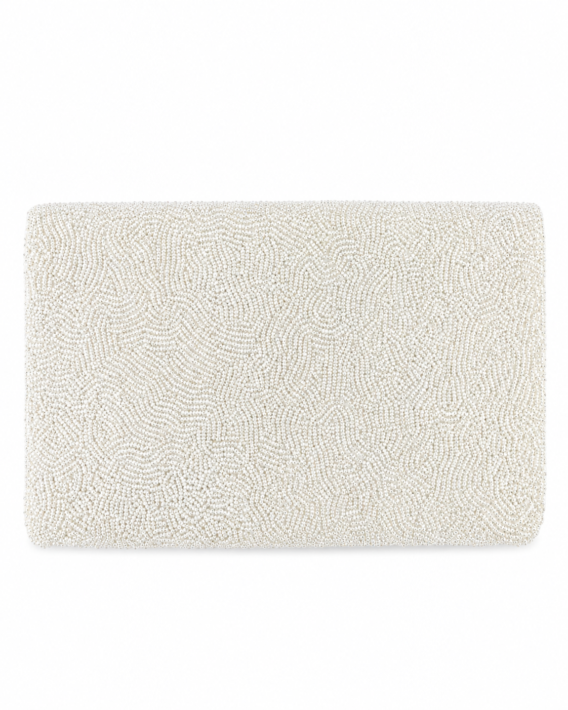 tresboh White beaded clutch bag on a white background