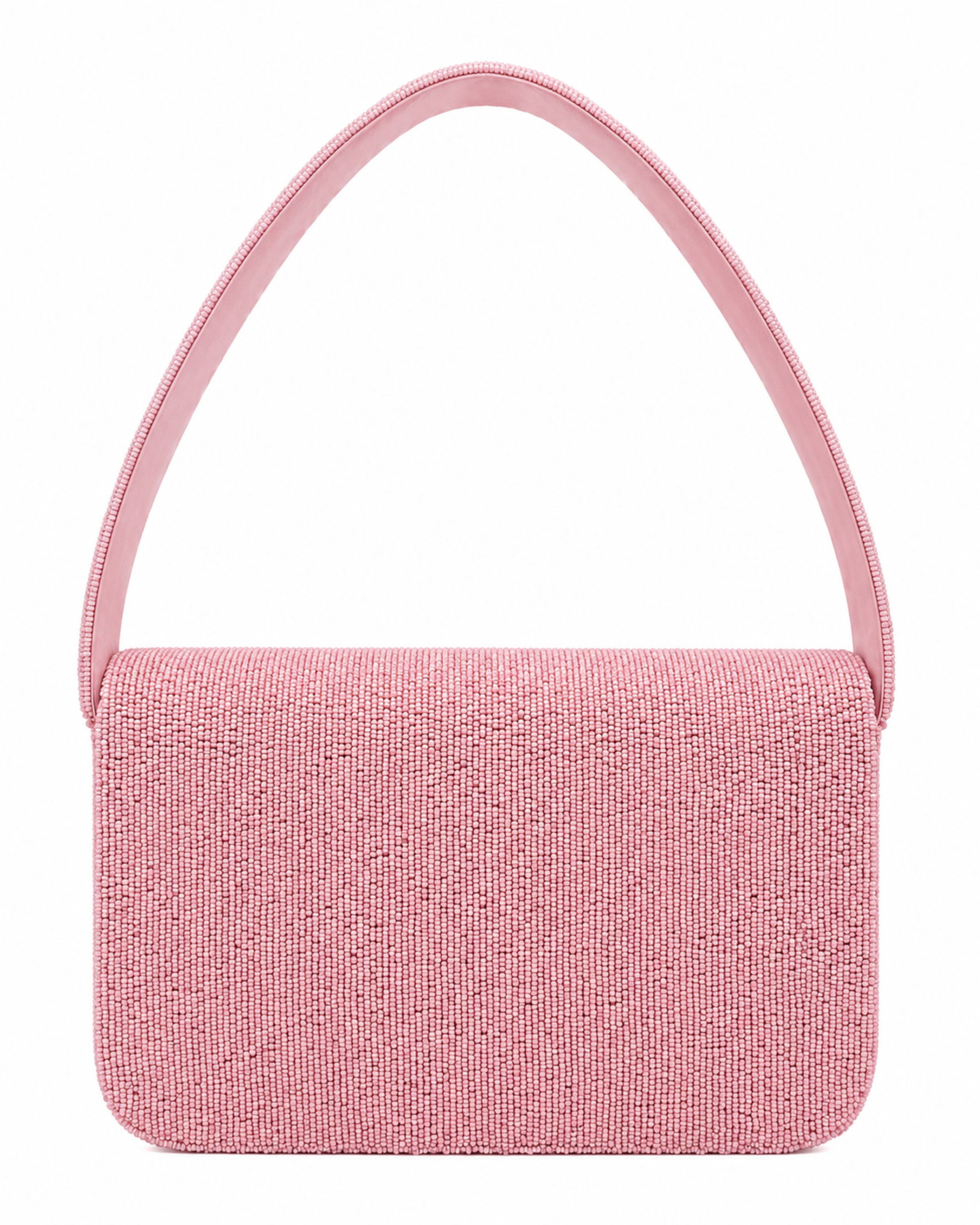 Colorful handbag with wavy boho pattern on a white background (beaded & handmade)