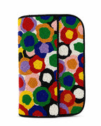 Colorful floral-patterned handbag with a white handle on a white background (beaded & handmade)