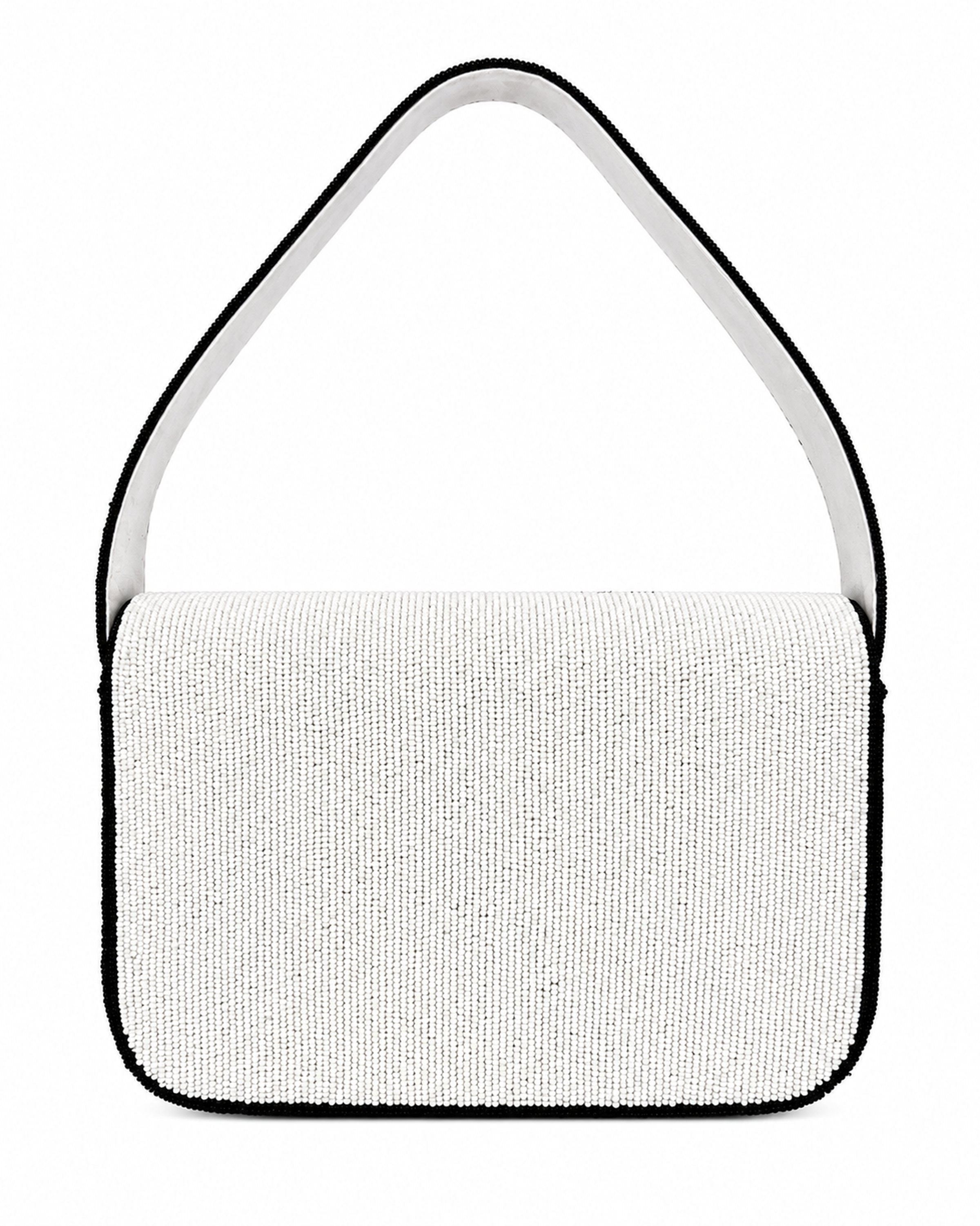Colorful floral-patterned handbag with a white handle on a white background (beaded & handmade)