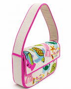 Handbag with colorful sea-themed design on a white background (beaded & handmade)