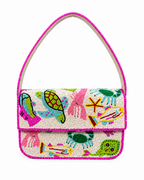 Handbag with colorful sea-themed design on a white background (beaded & handmade)