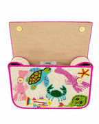 Handbag with colorful sea-themed design on a white background (beaded & handmade)