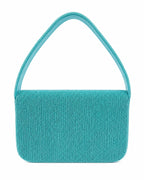 Turquoise handbag with ocean wave decorative pattern on a white background (beaded & handmade)