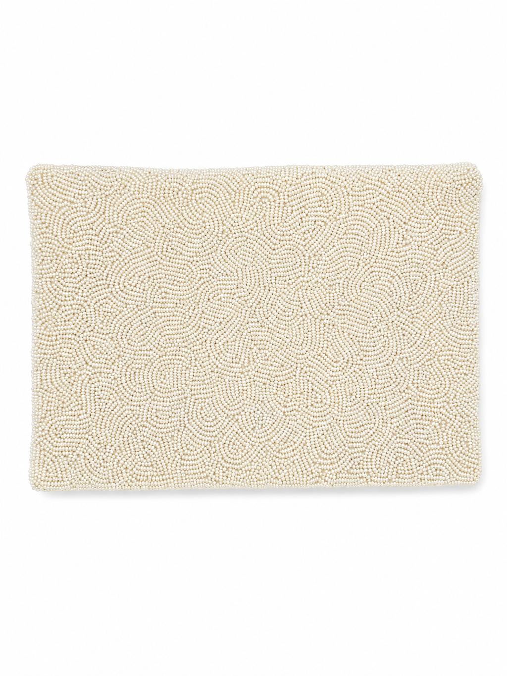 tresboh Beige textured clutch bag on a white background