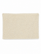 tresboh Beige textured clutch bag on a white background